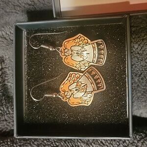 Copper metal angel earrings